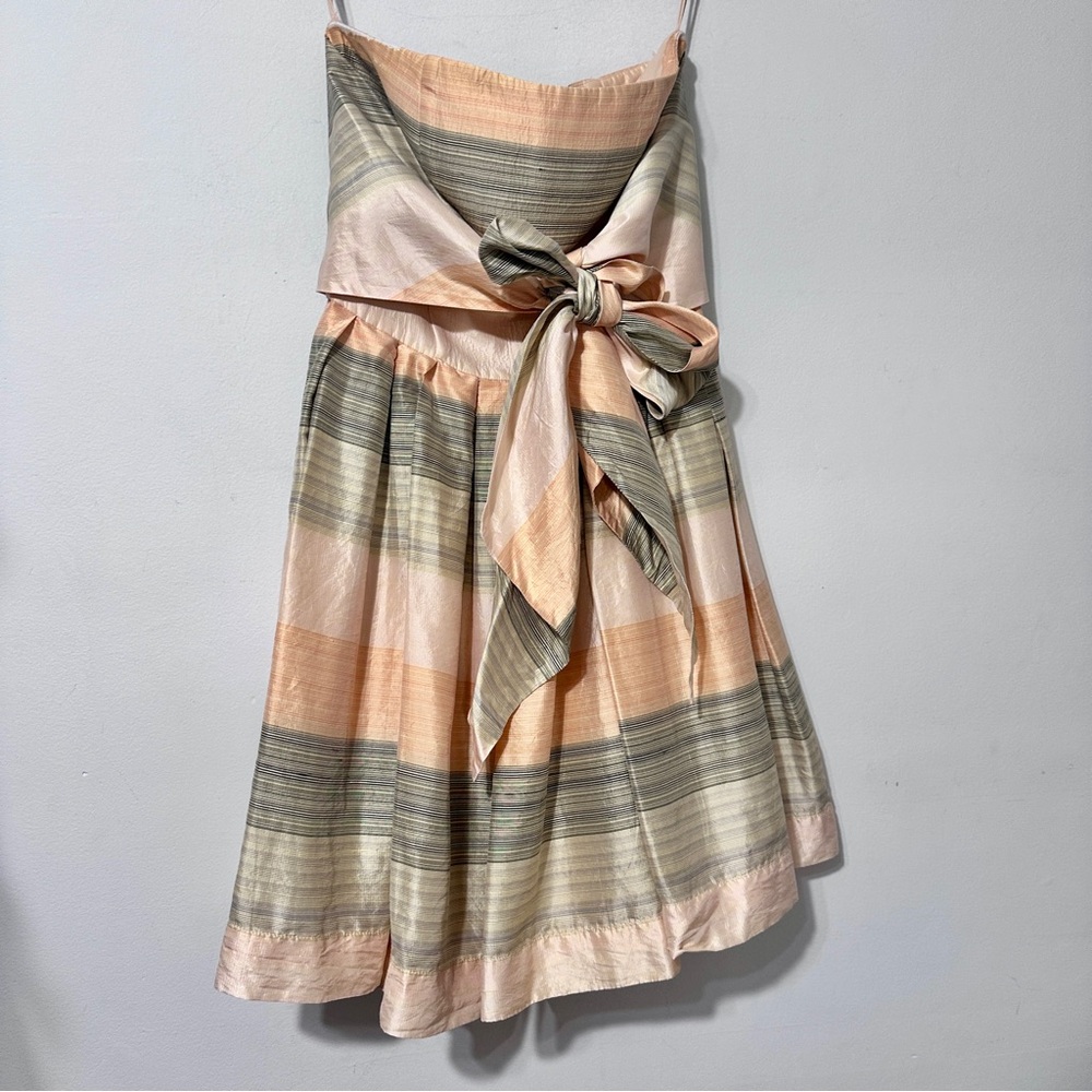 ARMANI‎ COLLEZIONI RARE Silk Strapless Stripe Midi Dress Sz 2 - Picture 2 of 13